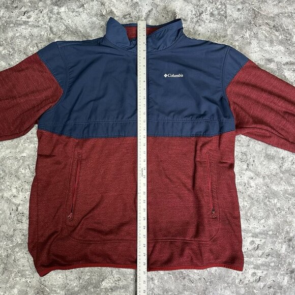Columbia Mens Full Zip Fleece Jacket 2 Tone Blue Maroon Sz XXL Shacket - Picture 6 of 6